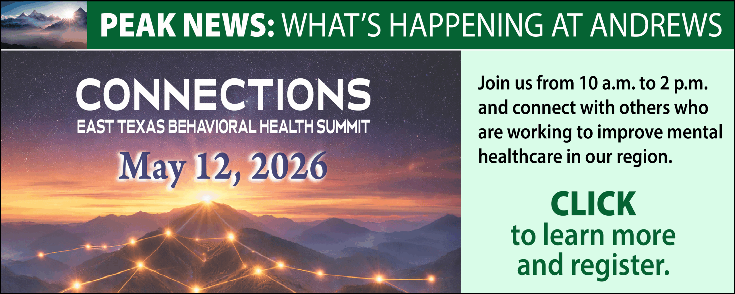 Connections: East Texas Behavioral Health Summit May 12 2026